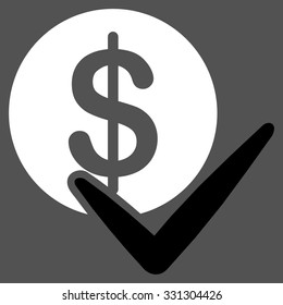 Approve Payments vector icon. Style is flat bicolor black and white symbol, rounded angles, gray background.
