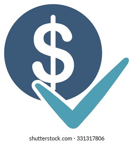 Approve Payments vector icon. Style is flat bicolor cyan and blue symbol, rounded angles, white background.