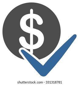 Approve Payments vector icon. Style is flat bicolor cobalt and gray symbol, rounded angles, white background.