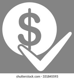 Approve Payments vector icon. Style is flat white symbol, rounded angles, gray background.