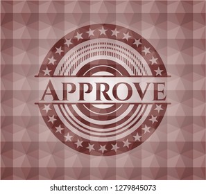 Approve red seamless emblem with geometric pattern.