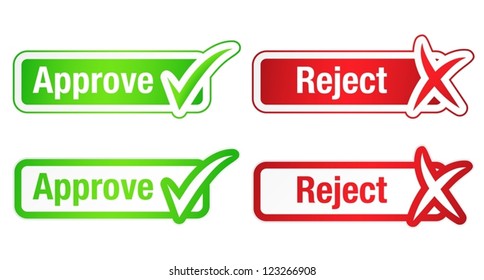 Approve and Reject Buttons with Check Marks