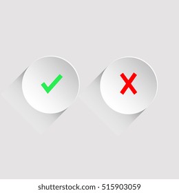 Approve and Reject Icons, Vector right and wrong check mark.