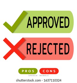 Approve Reject icons for websites or applications. Confirm Reject signs isolated on white. Vector