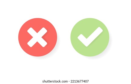 Approve and Reject line icon in red and green color. Cross and Check mark illustration. x icon, accept, decline or agree symbol. Trendy flat for app,design, infographic, web, ui, ux. Vector EPS 10