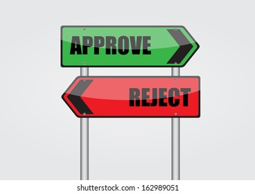 approve and reject road sign vector images 
