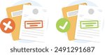 Approve and rejected documents, Folder and file paper with approve icon, Document file paper with rejected icon, Approve and rejected stamp on paper document.