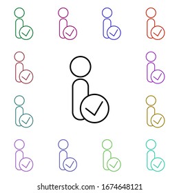Genehmigen Sie ein Symbol für mehrfarbige Aufnahme. Einfache dünne Linie, Vektorillustration der Konferenzen für i und ux, Website oder mobile Applikationen