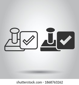 Approve stamp icon in flat style. Accept check mark vector illustration on white isolated background. Approval choice business concept.