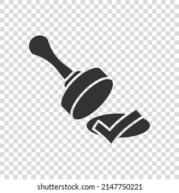 Approve stamp icon in flat style. Accept check mark vector illustration on white isolated background. Approval choice business concept.