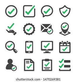 approve and true check icon set,vector and illustration