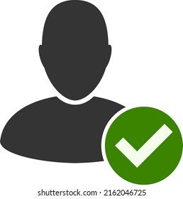 Approve user vector illustration. Flat illustration iconic design of approve user, isolated on a white background.