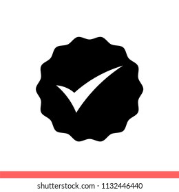 Approve vector icon, check symbol. Simple, flat design illustration for web or mobile app