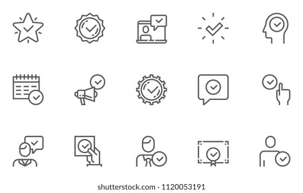 Approve Vector Line Icons Set. Authorization, Accept, Inspector Verification. Editable Stroke. 48x48 Pixel Perfect.