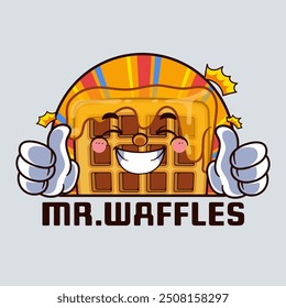 Approve Waffle Character Illustration Vintage and Retro Style