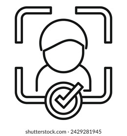 Approved access person icon outline vector. Data human. Scanner bio check