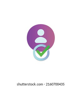 Icono de usuario de perfil de cuenta aprobado con marca de verificación, vector