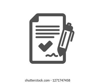 Approved agreement icon. Sign document. Accepted or confirmed symbol. Quality design element. Classic style icon. Vector