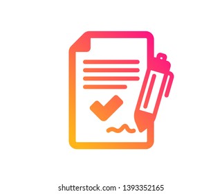 Approved agreement icon. Sign document. Accepted or confirmed symbol. Classic flat style. Gradient approved agreement icon. Vector