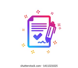 Approved agreement icon. Sign document. Accepted or confirmed symbol. Dynamic shapes. Gradient design approved agreement icon. Classic style. Vector