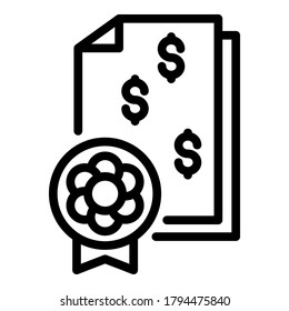 Icono de asignación aprobada. Icono de vector de asignación de esquema aprobado para diseño web aislado en fondo blanco