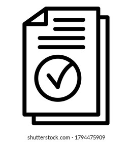 Symbol für genehmigte Zertifikate. Rahmengenehmigte Berichtigungsunterlagen, Vektorsymbol für Webdesign einzeln auf weißem Hintergrund