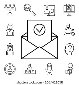 Approved answer in envelope icon. Detailed set of interview icons. Premium quality graphic design. One of the collection icons for websites, web design, mobile app