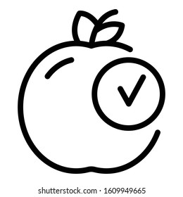 Approved apple icon. Outline approved apple vector icon for web design isolated on white background