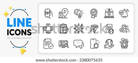 Approved award, Internet document and Food delivery line icons set for app include Start business, Compliance, Seo analytics outline thin icon. Web3, Save planet, Phone protect pictogram icon. Vector
