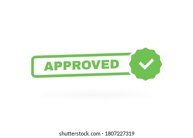 Approved badge with check mark. Banner template design for business, marketing and advertising. Modern vector illustration.