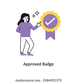 Approved Badge Concept vector illustration.  isolated on white Background.