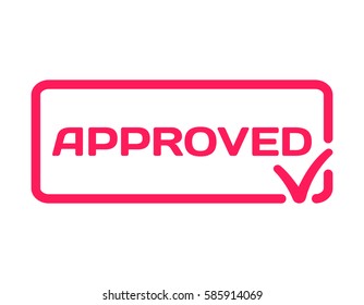 Approved badge with hand draw hook icon flat vector on white background. Accepted theme in dialog bubble. Confirm quotes stamp