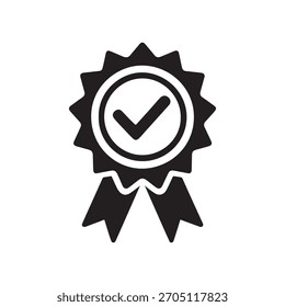 Vektorgrafik des genehmigten Badge-Symbols. Qualitätsgarantiesiegel mit Markierungssilhouette einzeln auf weißem Hintergrund.