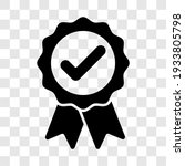 Approved badge sign. Black award ribbon medal symbol icon. Vector illustration transparent background.