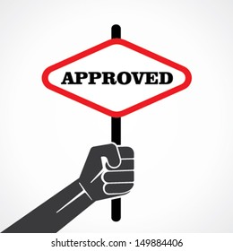approved banner in hand vector