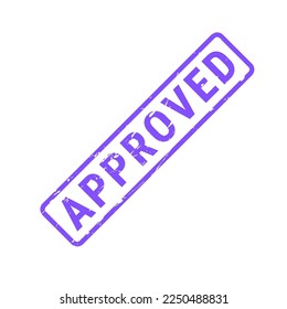 Approved blue grunge square rubber seal stamp. Flat vector illustration isolated on white background.