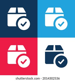 Conjunto de iconos mínimo de cuatro colores azul y rojo aprobados