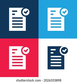 Approved blue and red four color minimal icon set