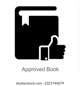 Concepto de icono de libro y archivo aprobado