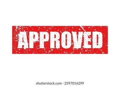 Approved bright red stamp isolated on white background