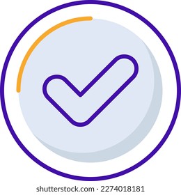 Approved business management icon with orange purple outline style. symbol, sign, check, mark, tick, guarantee, choice. Vector Illustration