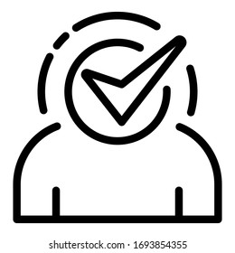 Approved business manager icon. Outline approved business manager vector icon for web design isolated on white background