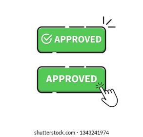 Approved button icon. Vector illustration. on white background