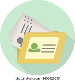 approved candidate folder flat icon with shadow on green background