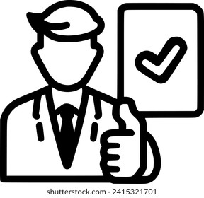 Approved candidate line icon. linear style sign for mobile concept sign, symbol, vector, art