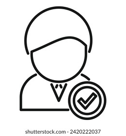 Approved candidate manager icon outline vector. New online business. Care person