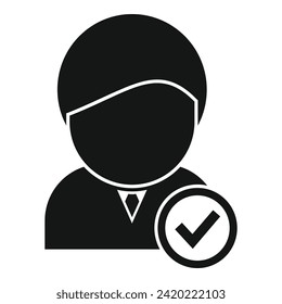 Approved candidate manager icon simple vector. New online business. Care person