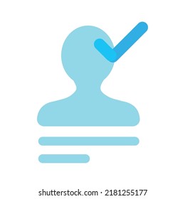 Approved candidate resume semi flat color vector icon. Accepted CV. Human resources. Full sized item on white. Business simple cartoon style illustration for web graphic design and animation