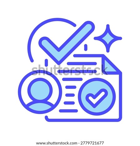 Approved Candidate Vector Line Icon for Human Resources and Recruitment