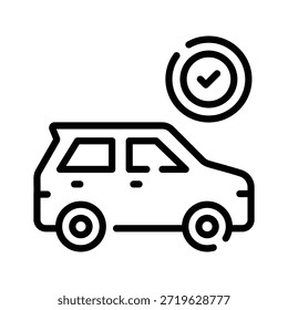Ícone de vetor de carro aprovado para serviço automático e inspeção de veículo